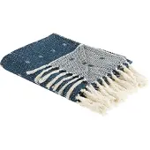 Beliani Couverture Taari Coton 130 X 170 Cm Bleu Paon