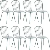 Beliani Jeu de 8 chaises de jardin Métal bleu clair Look moderne Mobilier de jardin Terrasse Jardin Patio