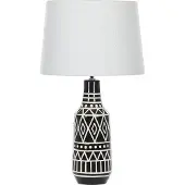 Beliani Lampe de table base en céramique noire 68 cm abat-jour en tissu blanc lampe de table classique lampe de chevet