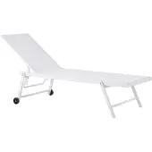 Beliani Chaise longue de jardin blanche avec roues housse en filet aluminium dossier réglable moderne balcon jardin terrasse