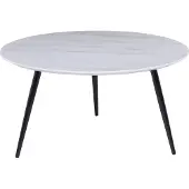 Beliani Table basse plateau blanc avec effet marbre pieds noirs design moderne salon chambre à coucher