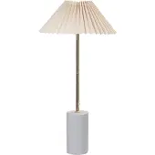 Beliani Lampe de table Blanc Lin Rond 40 cm Abat-jour Tambour Aspect rainuré Câble avec interrupteur Moderne Chambre à coucher et salon Éclairage