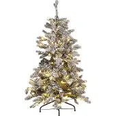 Shumee Arbre de Noël artificiel enneigé avec lumières 120 cm blanc Tatlow Lumarko !