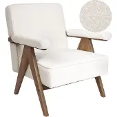 Beliani Fauteuil Evje Bouclé Blanc Cassé