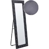 Beliani Miroir de sol velours gris foncé 50 x 150 cm avec pied verre acrylique pierres cadre décoratif décoration murale style glamour