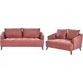 Beliani Ensemble De Salon En Tissu Bordeaux Hobro