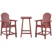 Beliani Ensemble Pour Bistro Matière Synthétique Rouge Adirondack