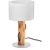 Globo Lampe de table, bois brun, abat-jour blanc, E14, H 32 cm