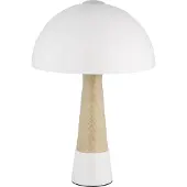 Globo Lampe de table rétro champignon, aspect bois, sable, H 36,5 cm