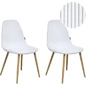 Beliani Lot de 2 chaises de salle à manger, revêtement en velours côtelé blanc, sans accoudoirs, style moderne, cuisine, salle à manger