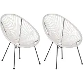 Beliani Lot de 2 chaises en rotin blanc Acapulco Ii Lumarko