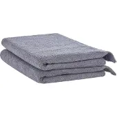 Beliani Lot De 2 Serviettes Atiu Tissu Éponge Gris