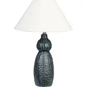 Beliani lampe de table bleu foncé socle céramique abat-jour tissu éclairage d'ambiance lampe de chevet