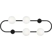 Beliani Applique noire en fer et verre 70 cm 4 lumières design moderne abat-jour en verre éclairage moderne
