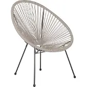 Beliani Fauteuil d'extérieur gris clair en rotin artificiel chaise ronde pour balcon terrasse design moderne