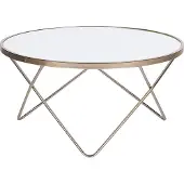Beliani Table basse Verre trempé blanc, fermoirs en métal doré, formes rondes