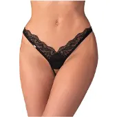 Obsessive - string femme transparent dentelle - noir