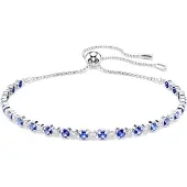 Swarovski Matrix Tennis Armband Gemischte Rundschliffe Blau Rhodiniert, (24 cm, Métal )