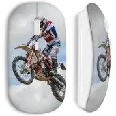 MANIACASE Souris sans fil - - Motocross - Couleur blanche - Clé USB incluse - Compatible Mac et PC