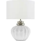Beliani Lampe à poser crème céramique blanche 45 cm abat-jour tissu vase avec interrupteur classique