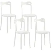 Beliani Chaise de salle à manger Lot de 4 Plastique blanc mat Moderne Minimaliste Salle à manger Salon Cuisine Entrée Intérieur Extérieur