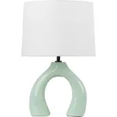 Beliani Lampe à poser céramique verte polyester coton abat-jour en forme de tambour base semi-circulaire design minimaliste