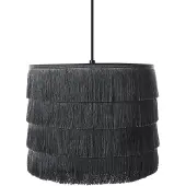 Beliani Suspension en tissu polyester noir, abat-jour à franges, design moderne, éclairage du salon