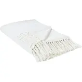Beliani Couverture Ampara Coton 150 X 200 Cm Blanc Cassé