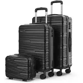 Numada Ensemble De Valises Noires 3 Pièces, 12, 20 Y 24