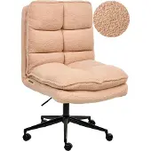 Beliani Chaise de bureau pivotante rose pêche rembourrage bouclé siège réglable en hauteur sans accoudoirs bureau à domicile