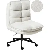 Beliani Chaise de bureau pivotante blanche avec rembourrage bouclé, assise réglable en hauteur, sans accoudoirs, bureau à domicile