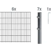 Alberts 651084 Clôture en treillis double comme set complet de clôture de 14 pièces, anthracite, hauteur 140 cm, longueur 12 m