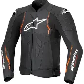 Alpinestars Veste En Cuir Dusk Airflow Black Red Fluo, Taille: 48