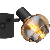 Globo Applique murale noire Tokki Verre fumé ambré