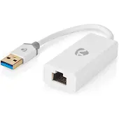 Nedis Carte réseau USB | USB 3.2 Gen 1 | 1 Gbps | USB-A mâle | RJ45 femelle | 0.20 m | Rond | Plaqué or | Cuivre nu | Blanc | Boîte