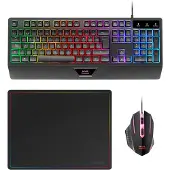 Mars Gaming MCP124, Câble, USB, Touches à membrane, QWERTY, LED RGB, Noir