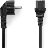 Nedis Cegl10015bk100 Power Cable Power M-iec-320-c13 Angled Nickel Plated 10 M Argenté One Size / EU Plug 220V