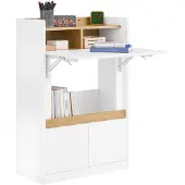 SoBuy Bureau pliable avec étagères et 2 tiroirs Table de jeu Petite table d'ordinateur Table de travail et de bureau pour le bureau à domicile FWT109-WN