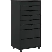 vidaXL Armoire roulante avec tiroirs MOSS noir bois de pin solide