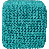 Homescapes Pouf Cube Tressé En Tricot Vert Turquoise