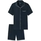 Schiesser Pyjama court bleu foncé / blanc