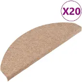vidaXL Tapis d'escalier auto-adhésifs 20 pcs beige 65x22,5x3,5 cm
