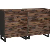 vidaXL Ensemble de deux meubles de rangement, finition noyer, dimensions 120 x 33 x 75 cm, en bois massif de manguier