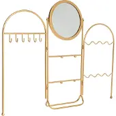 Beliani Porte-bijoux avec miroir Miroir de maquillage en métal doré Porte-bijoux Accessoires de chambre Style glamour