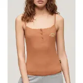 Superdry Femme Athletic Essentials Button Down Cami Top Marron Taille: 14-16