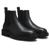 BOSS pour homme. 50552573 Julyo Cheb Leather Ankle Boots noir (39), Cuir, Plat, Aucun, Casuel