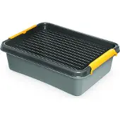Orplast Boîte de rangement , robuste - Solidstore - Gris - Empilable | Adaptée au rangement de documents | Avec couvercle | Très résistante