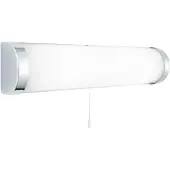 Searchlight Applique, chrome, verre, tube, dimmable, IP44, blanc