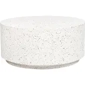 Beliani Table basse blanc crème, plateau rond effet terrazzo, résistante aux UV et aux intempéries, style moderne, pour l'intérieur et l'extérieur