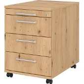 Hammerbacher Caisson roulant 58cm, 3 tiroirs, serrure RE Asteich (42.80 x 58 x 59 cm)